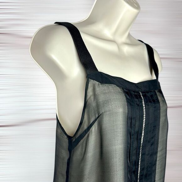 Rag & Bone Silk Layered Top Sleeveless Black Ivory Adjustable Strap Excellent 2 - Picture 3 of 13